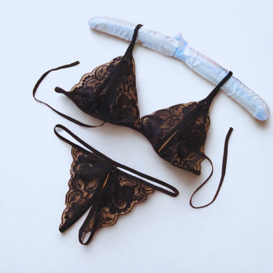 Bra and Crotchless Underwear Set