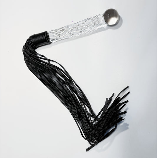Crystal Handle Leather Whip