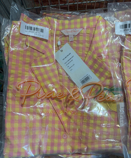 Pixie & Peach Polly Gingham Pyjama Shirt - Size 8