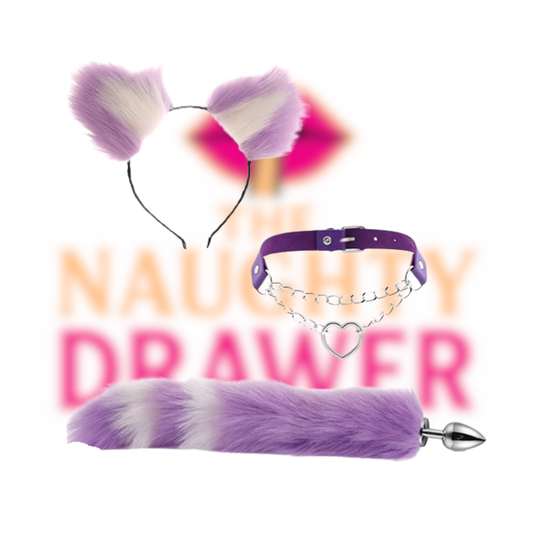 Adult Plush Fox Tail and Furry Set - Purple and White (BLACK FRIDAY + ITEM)