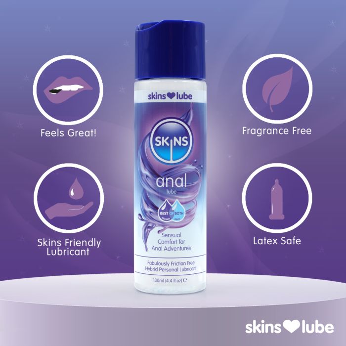 Skins Anal Hybrid Silicone and Water Based Lubricant 4.4 fl oz (130ml)