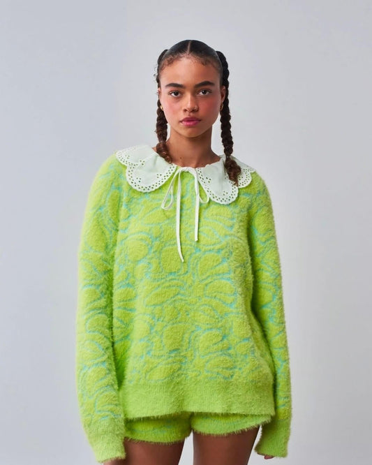 Pixie & Peach Fuzzy Green Jumper